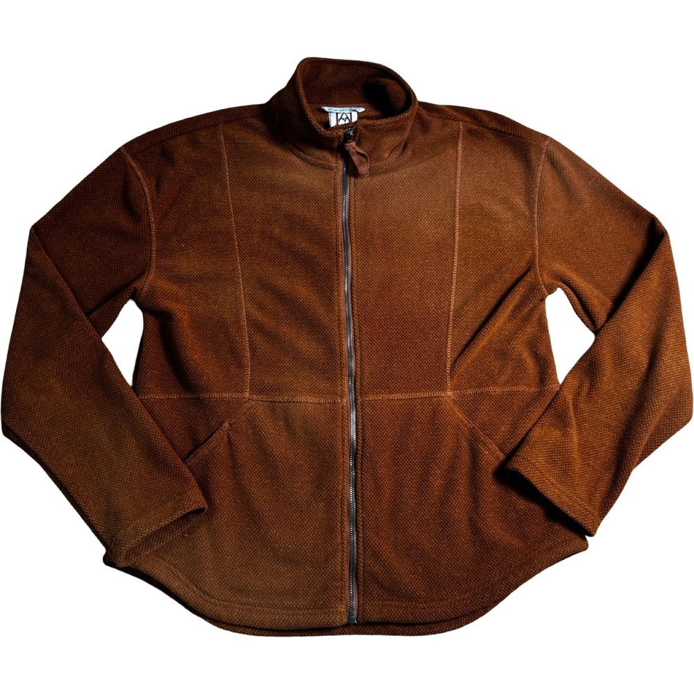 Avalanche Fleece Jacket Womens Medium Brown‎ Excellent Waffle Knit Full Zip